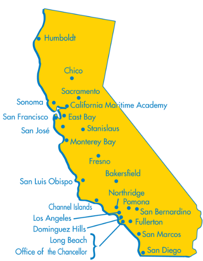 Map of California Showing all CSU's