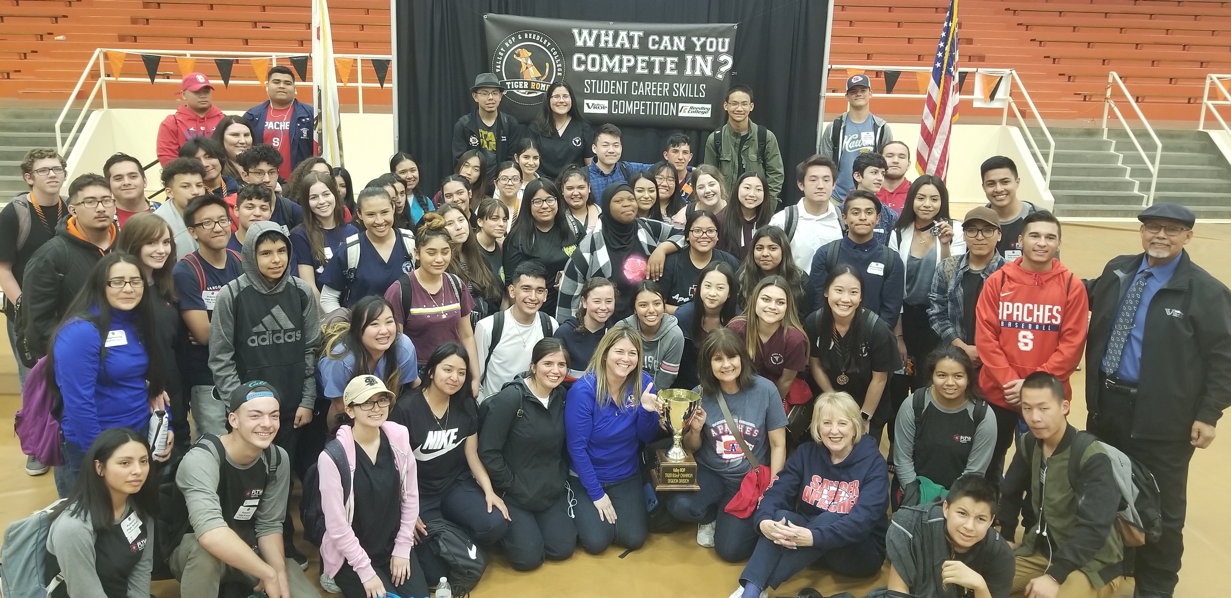 Students winning trophy