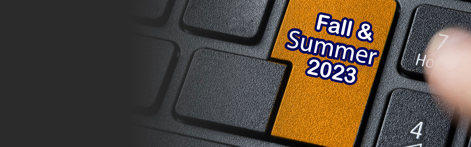 Keyboard with fall and Summer 2023 on it