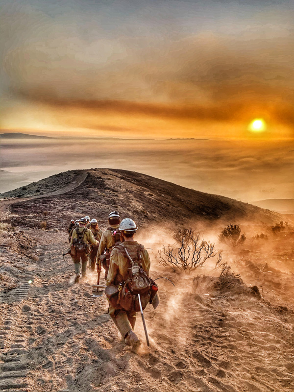 Wildland Fire students walking in the mountains