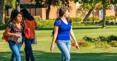 student touring campus