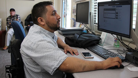 student on computer