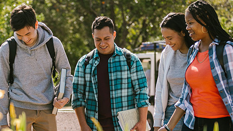 students touring campus