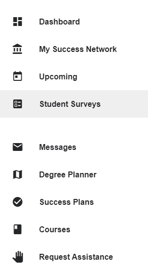 Starfish Student Surveys Navigation menu